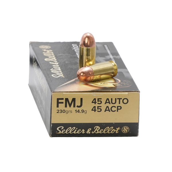 .45 BORE ACP PISTOL Cartridges FMJ 230gr  Sellier & Bellot