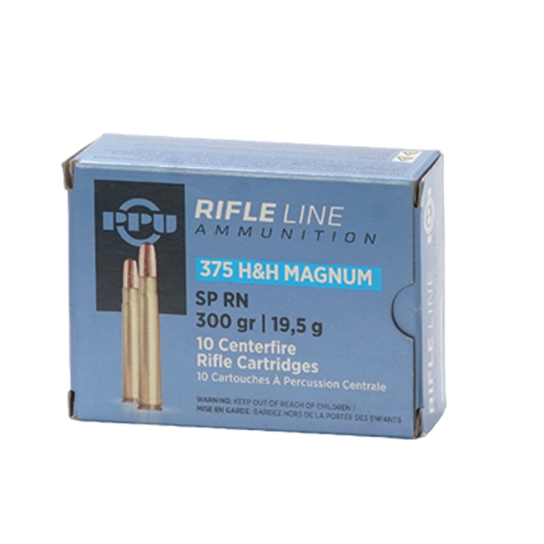 .375 BORE RIFLE Cartridges H & H MAGNUM PPU SP RN 300gr